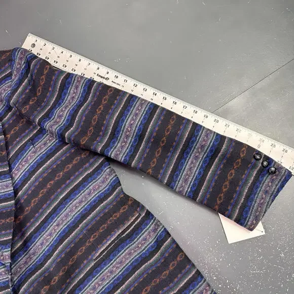 VTG Pagano West Blazer Mens 48 Long Blue Aztec AOP Stockman Wool USA NWT